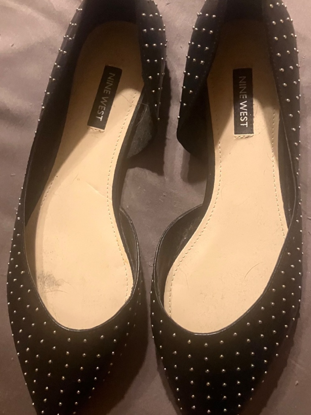 Women’s Nine West Black Studded Flats - Picture 2 of 10